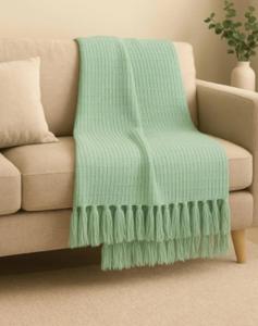 Chunky Knit Throw Blanket – Cream